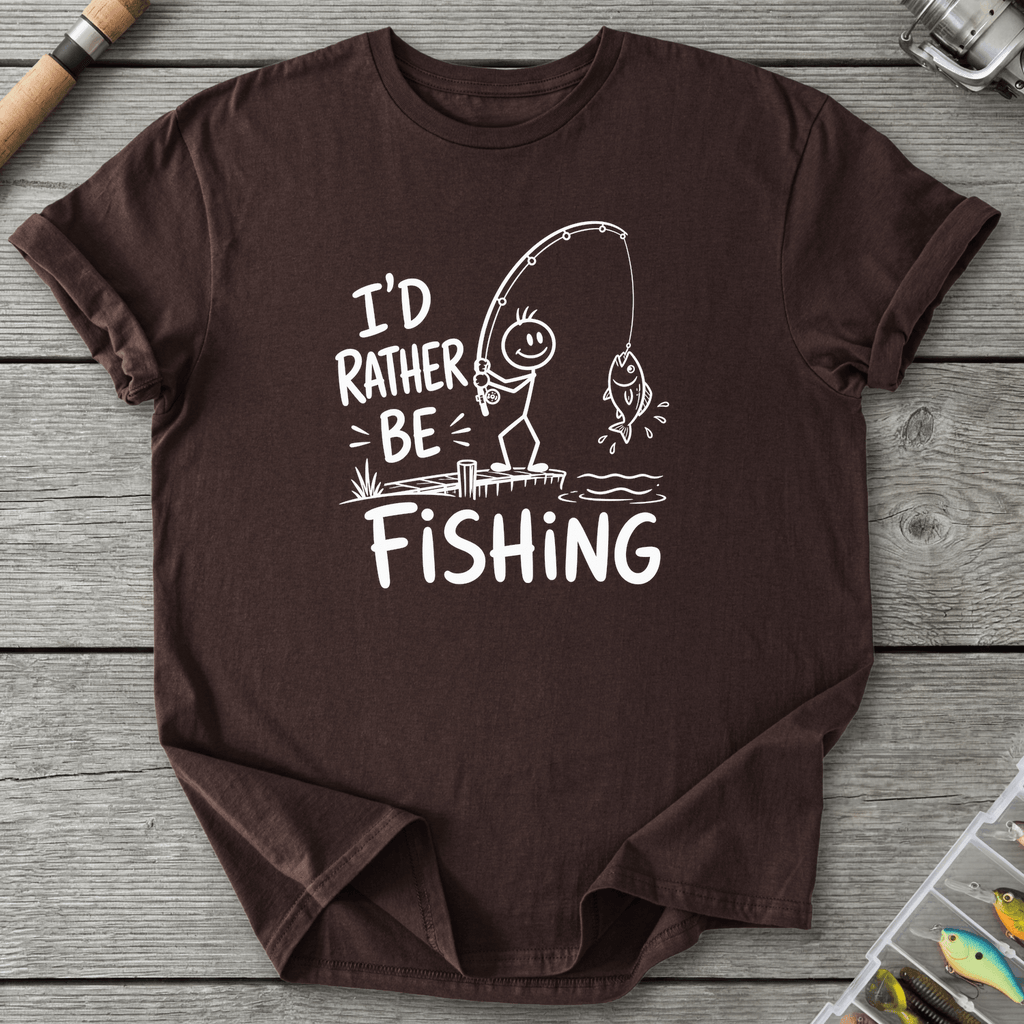 I'd Rather Be Fishing Stick Figure T-Shirt in Dark Chocolate | River Giants Club