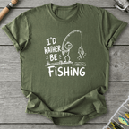 I'd Rather Be Fishing Stick Figure T-Shirt in Military Green | River Giants Club