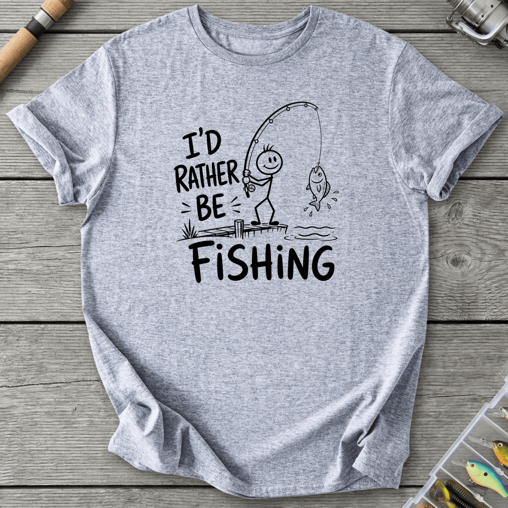 I'd Rather Be Fishing Stick Figure T-Shirt in Sport Grey | River Giants Club