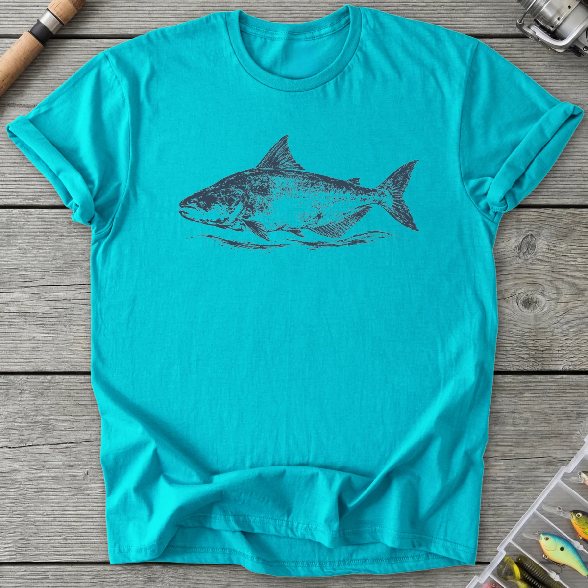Indigo Mekong Giant Catfish T-Shirt in Tropical Blue | River Giants Club