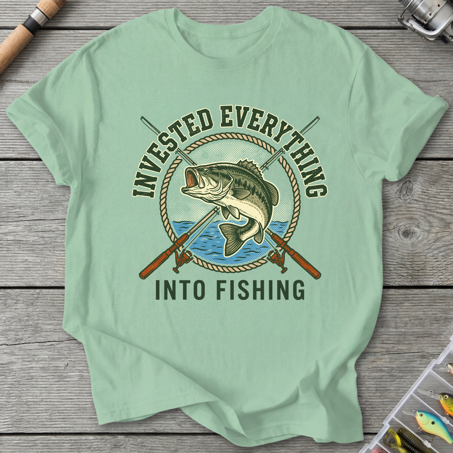 Invested Everything Into Fishing T-Shirt in Mint Green | River Giants Club