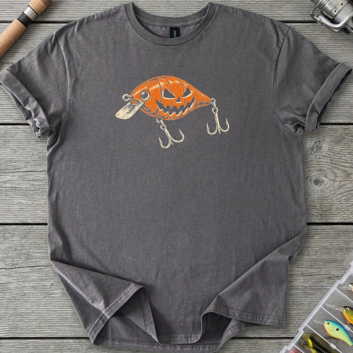 Jack O Lantern Crankbait T-Shirt in Charcoal | River Giants Club