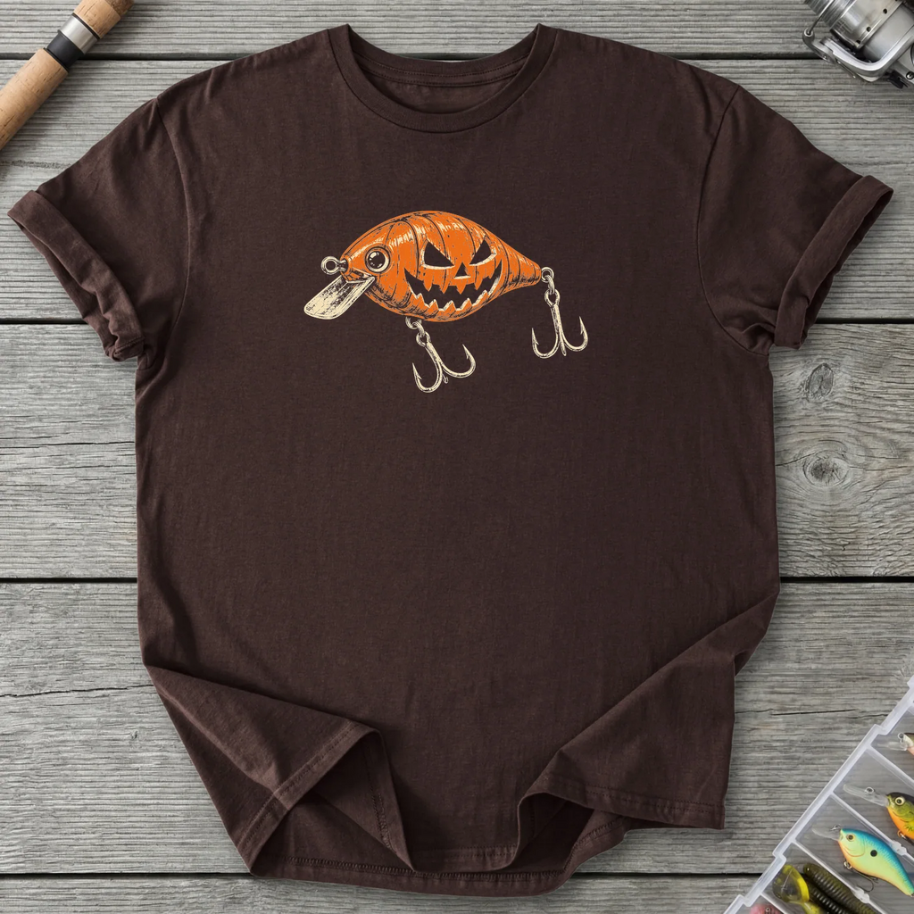 Jack O Lantern Crankbait T-Shirt in Dark Chocolate | River Giants Club
