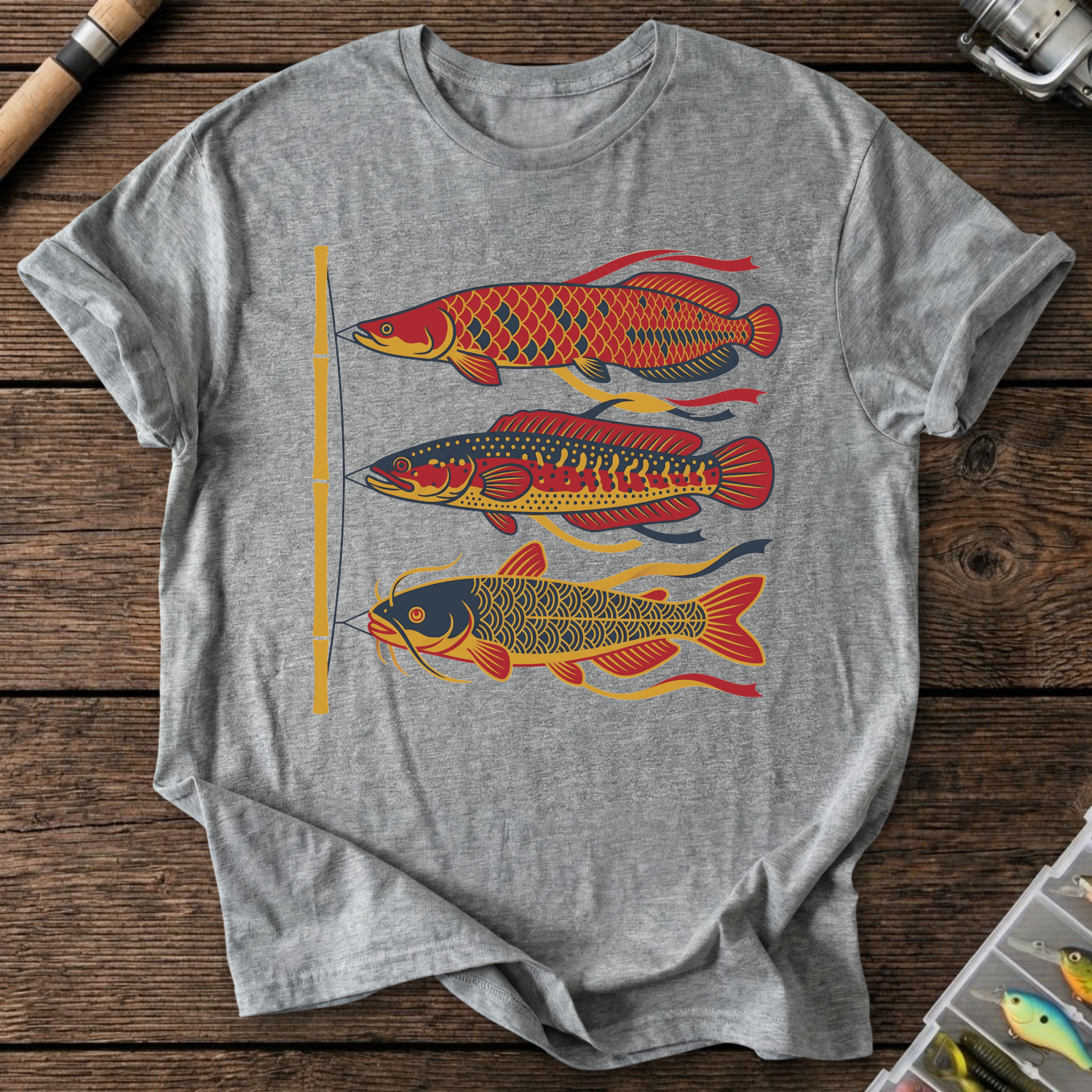 Japanese Windsocks River Giants T-Shirt in Graphite Heather | River Giants Club