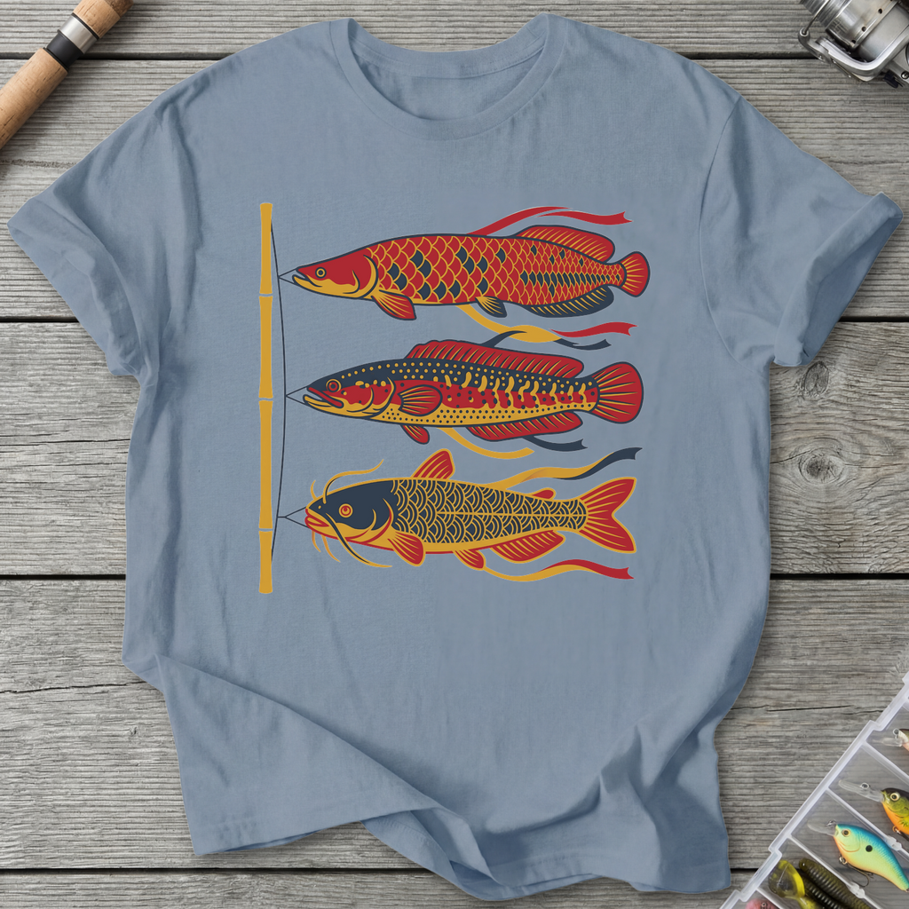 Japanese Windsocks River Giants T-Shirt in Stone Blue | River Giants Club