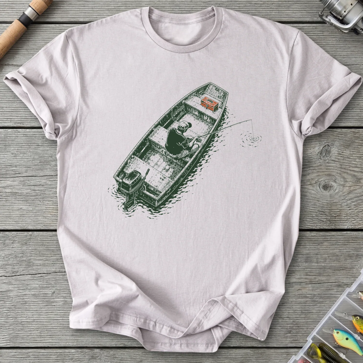 Jon Boat Fishing T-Shirt in Ice Grey | River Giants Club