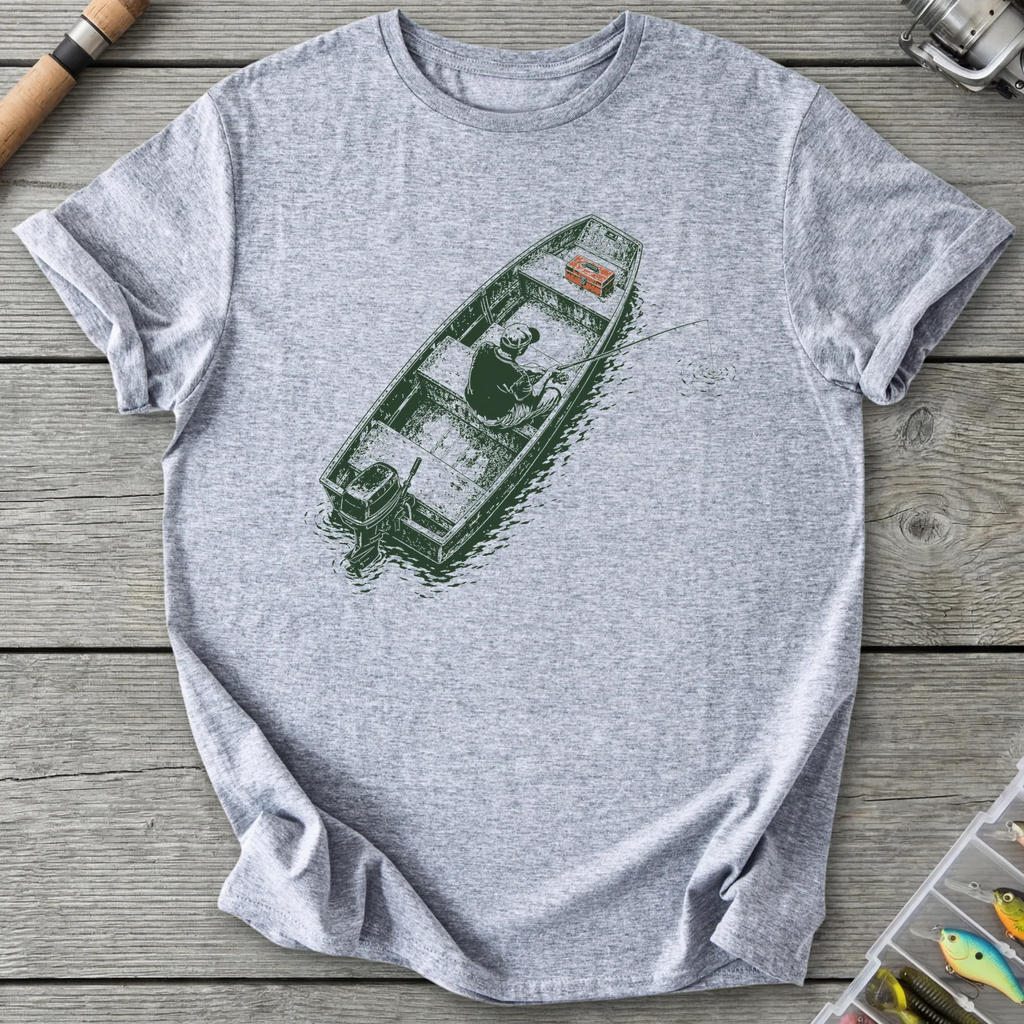 Jon Boat Fishing T-Shirt in Sport Grey | River Giants Club