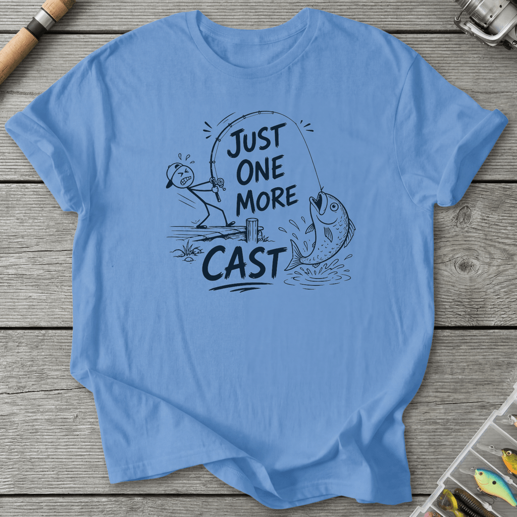 Just One More Cast Figure T-Shirt in Carolina Blue | River Giants Club