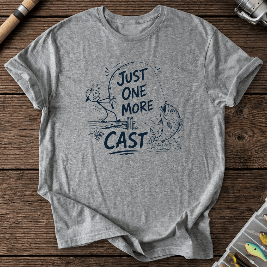 Just One More Cast Figure T-Shirt in Graphite Heather | River Giants Club