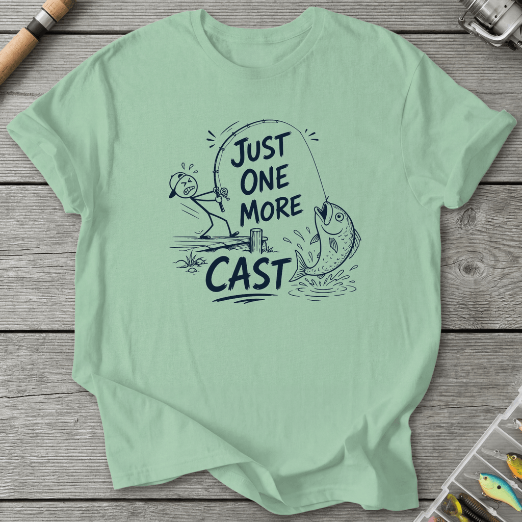 Just One More Cast Figure T-Shirt in Mint Green | River Giants Club