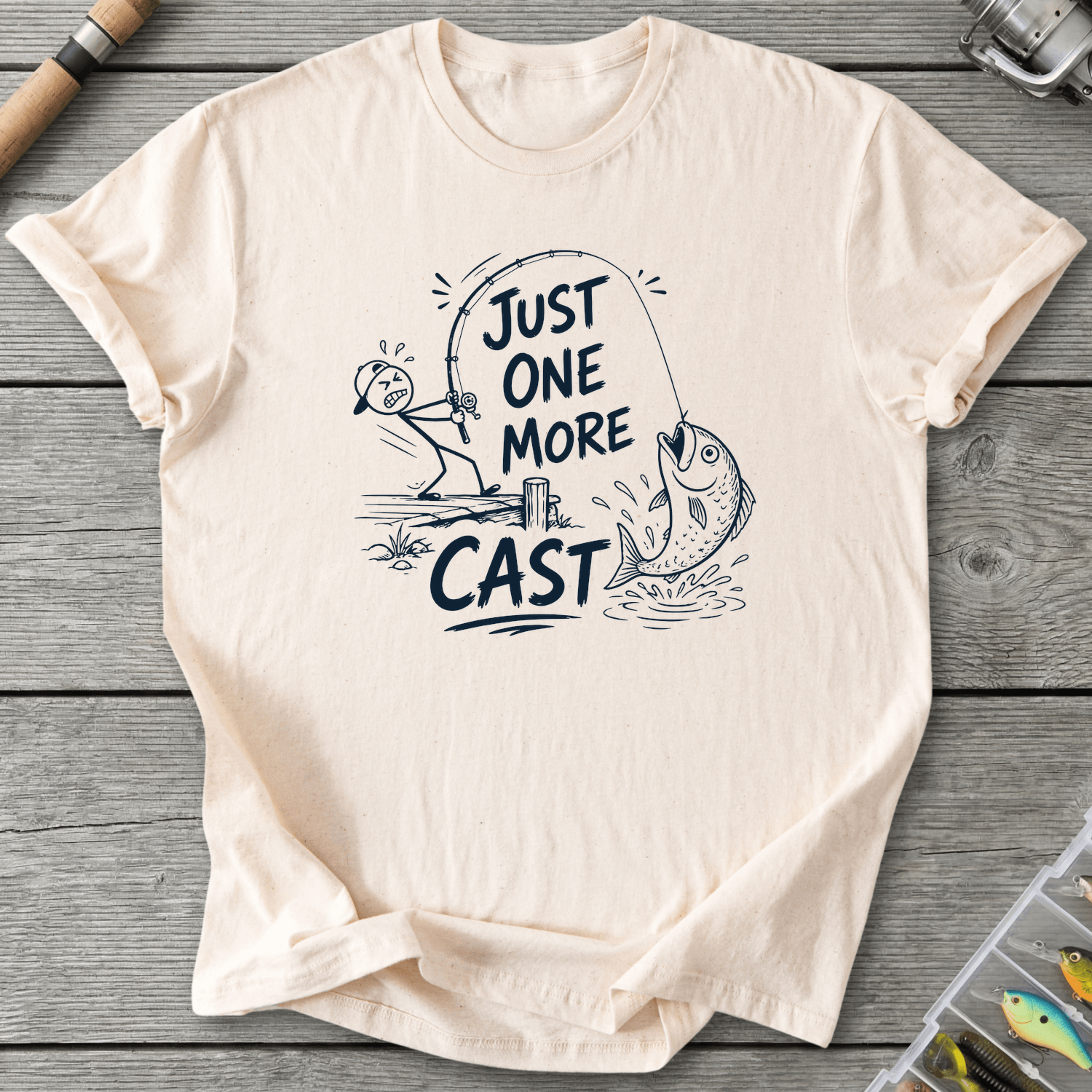 Just One More Cast Figure T-Shirt in Natural | River Giants Club