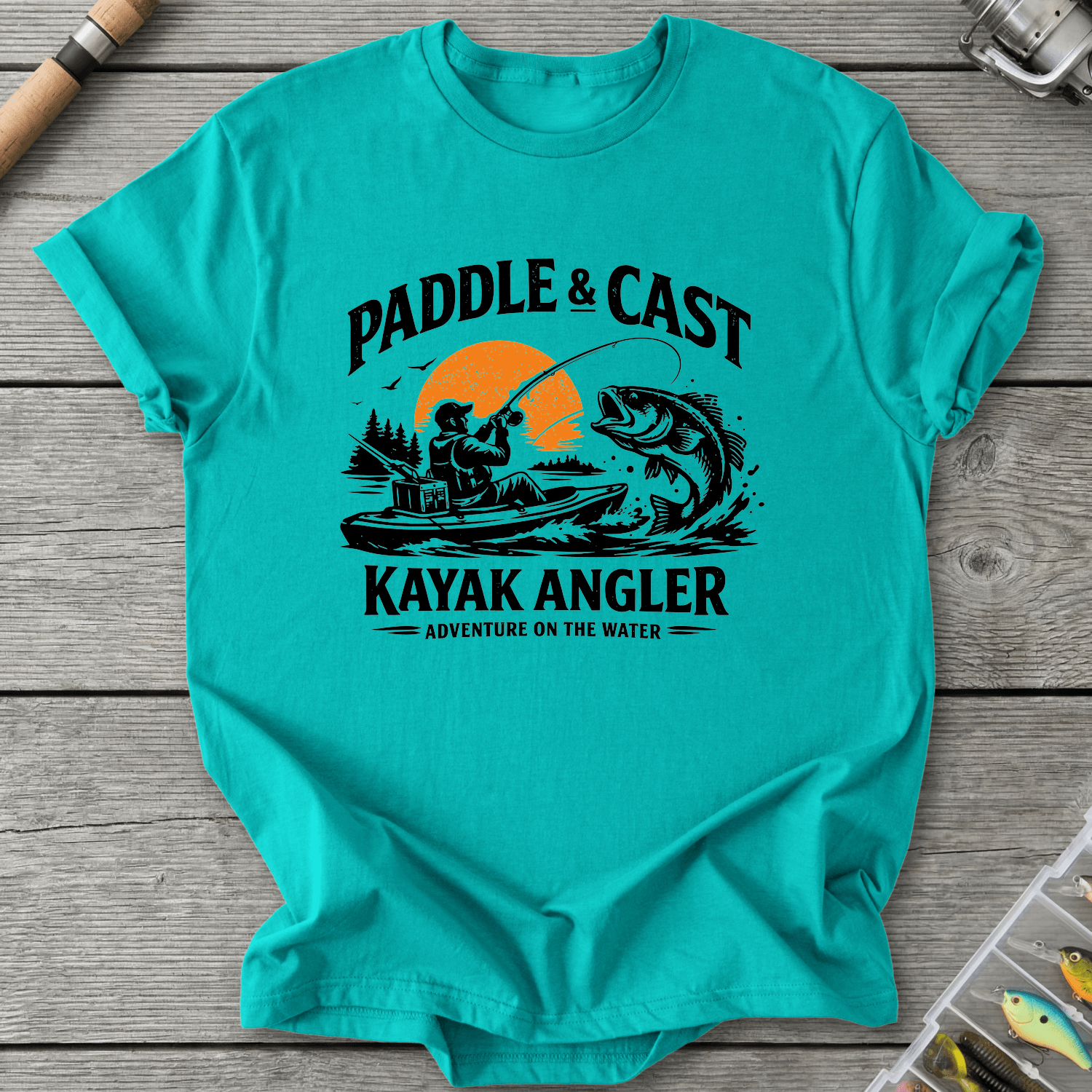 Kayak Angler Adventure T-Shirt in Jade Dome | River Giants Club