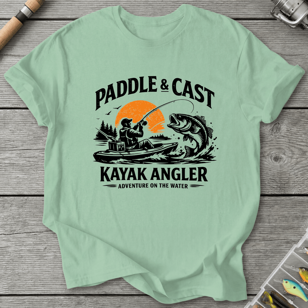 Kayak Angler Adventure T-Shirt in Mint Green | River Giants Club