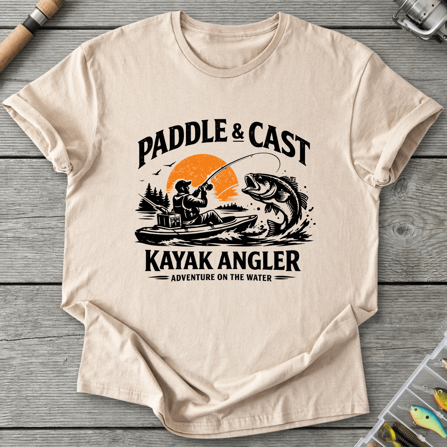 Kayak Angler Adventure T-Shirt in Sand | River Giants Club