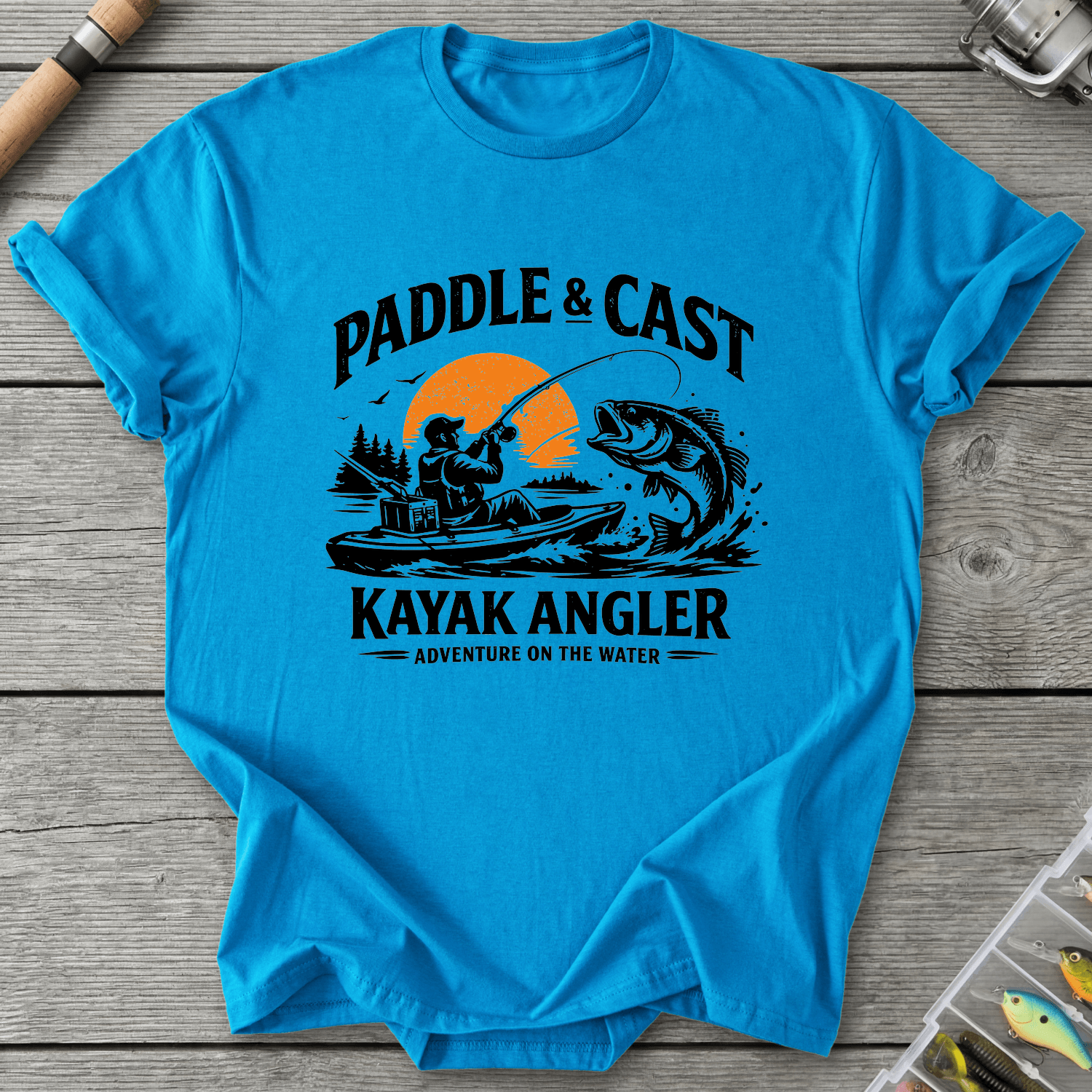 Kayak Angler Adventure T-Shirt in Sapphire | River Giants Club