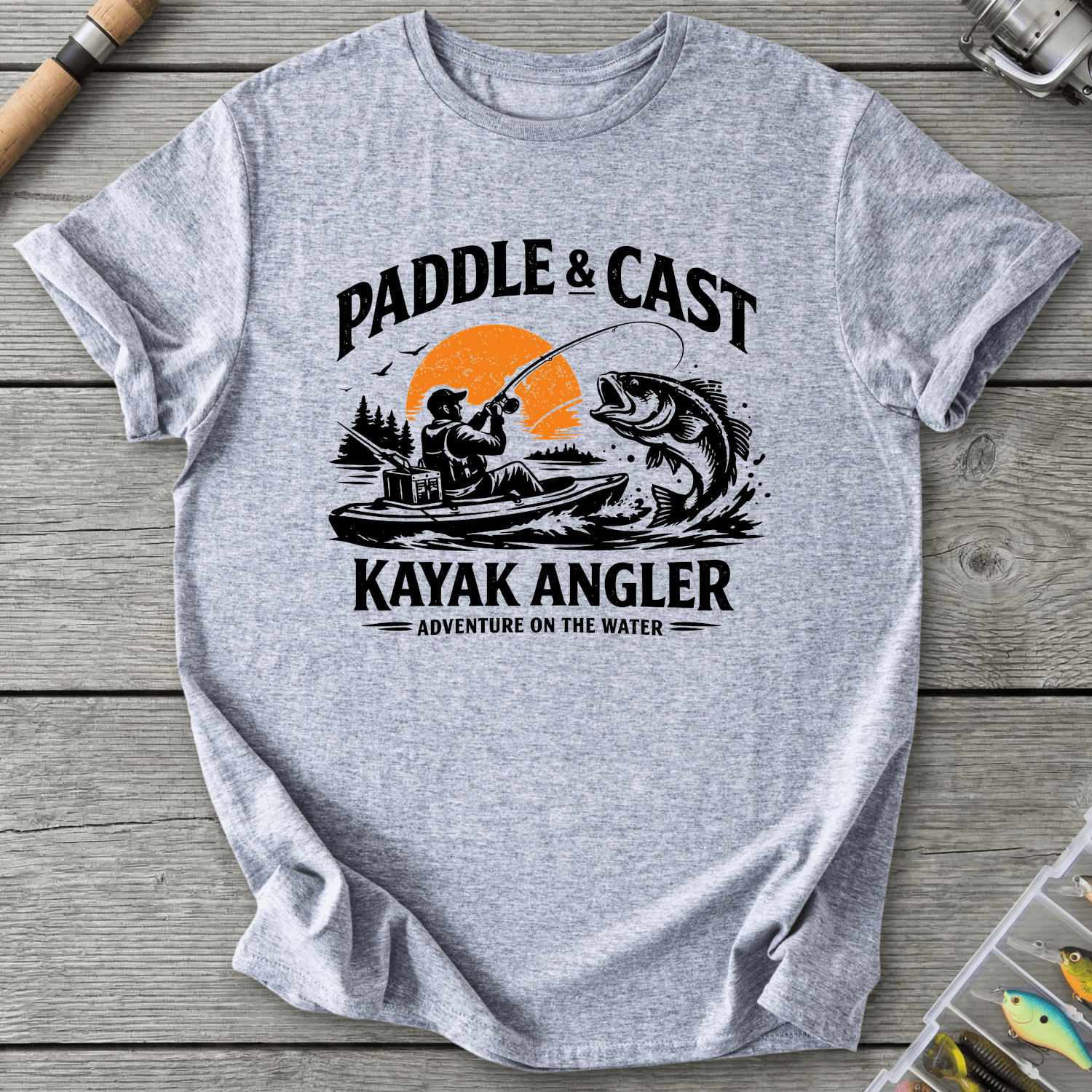 Kayak Angler Adventure T-Shirt in Sport Grey | River Giants Club
