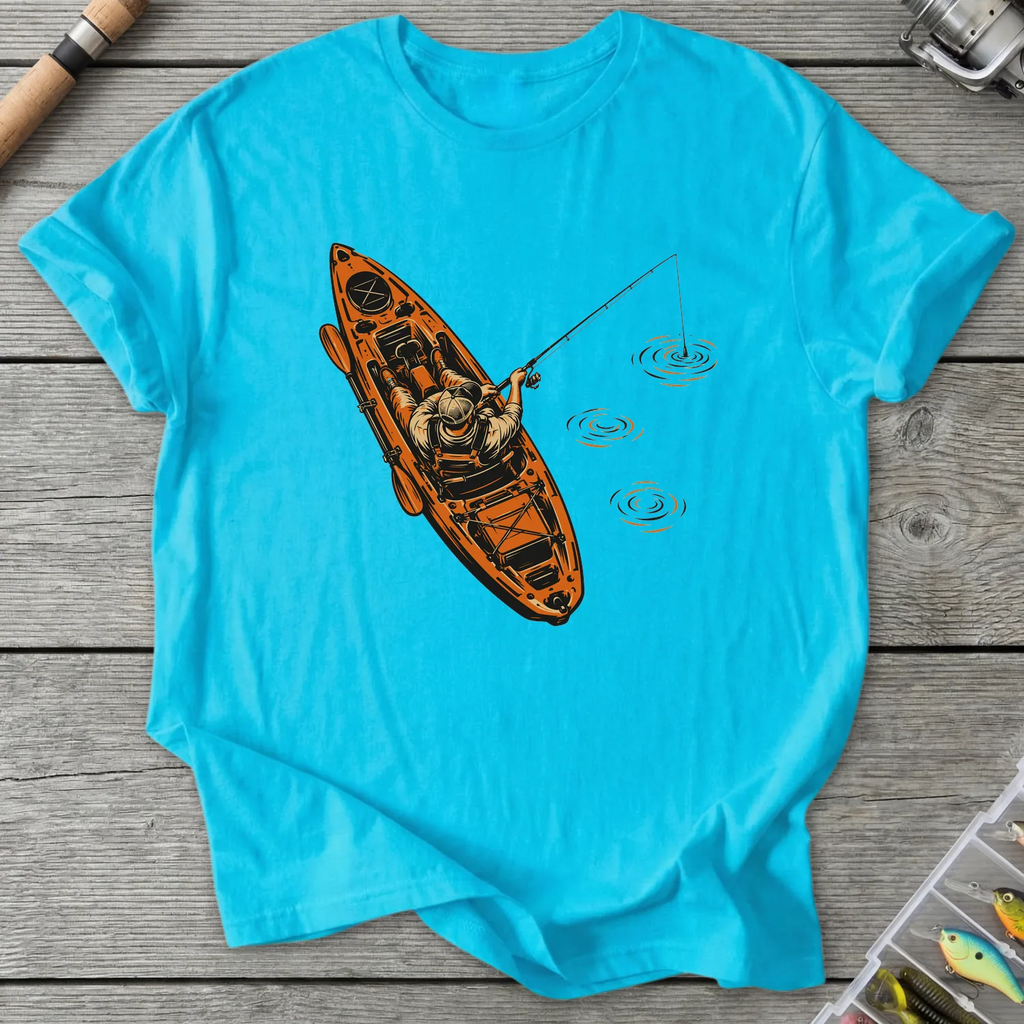 Kayak Angler Off Duty T-Shirt in Sky | River Giants Club