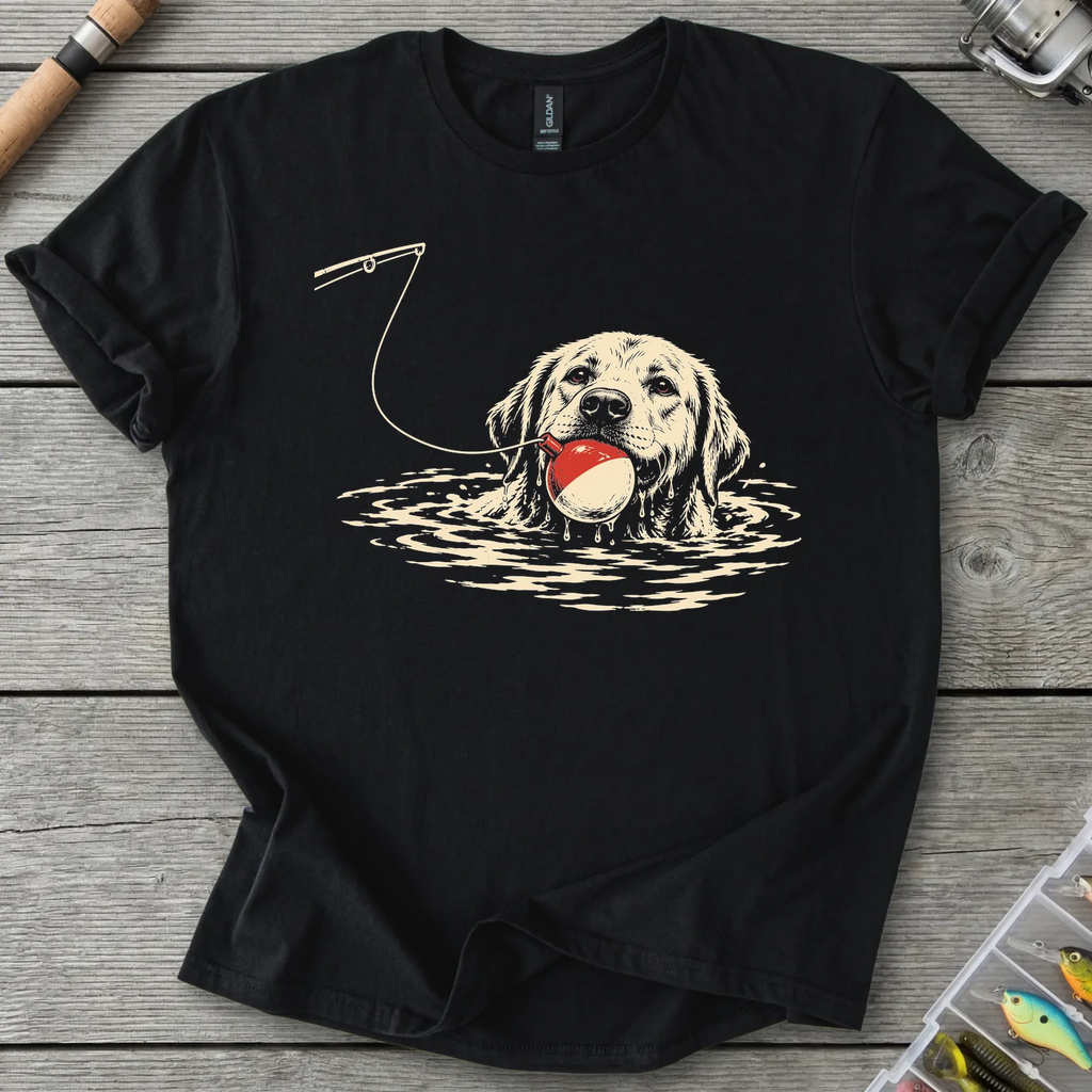 Labrador Bobber Fetch T-Shirt in Black | River Giants Club
