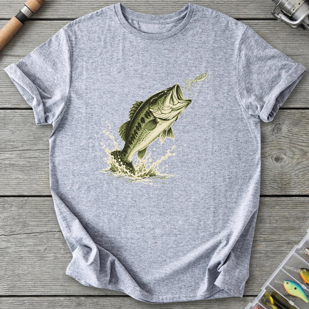 Largemouth Bass Strike T-Shirt in Sport Grey | River Giants Club