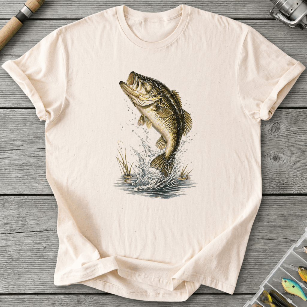 Largemouth Rising Bass T-Shirt in Natural | River Giants Club
