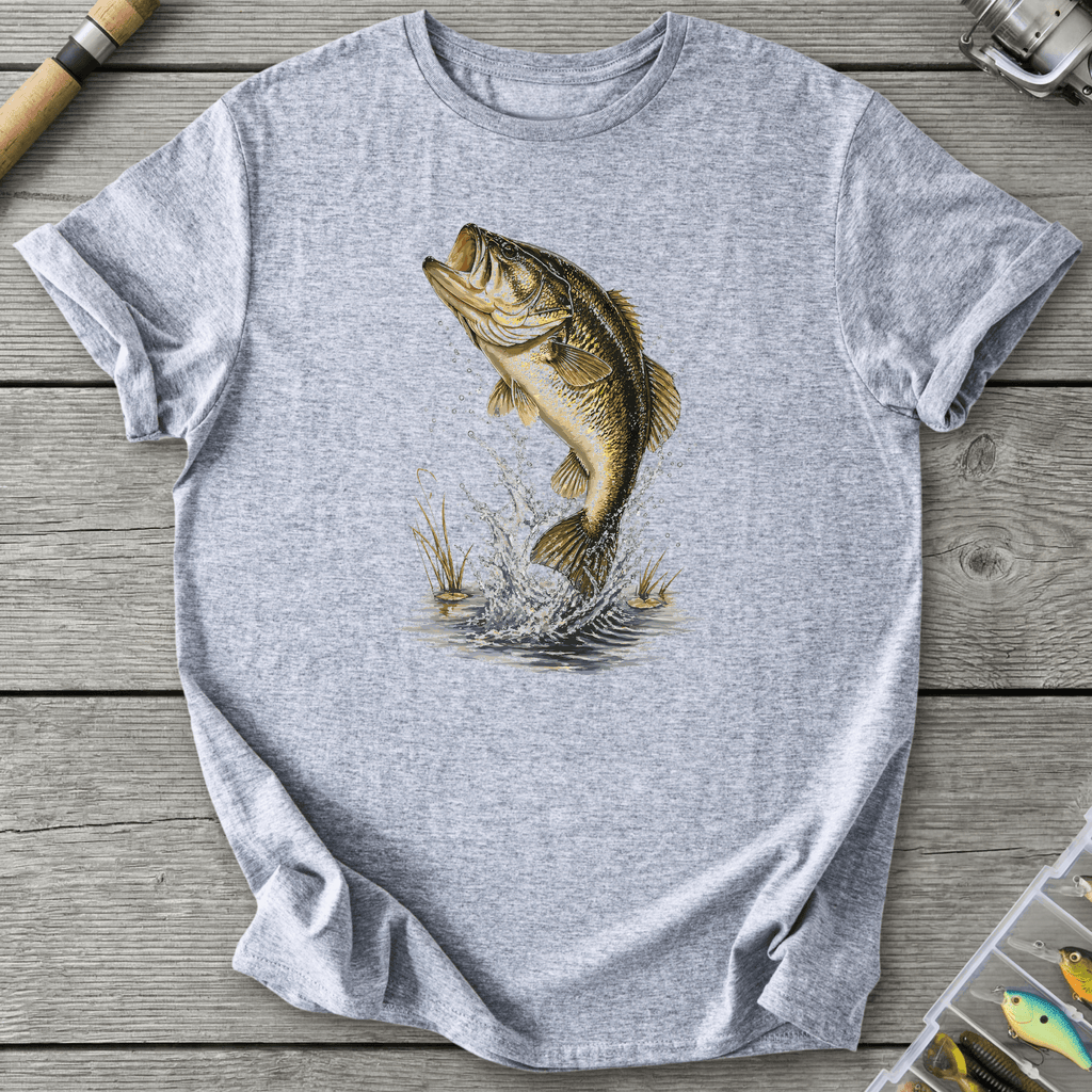 Largemouth Rising Bass T-Shirt in Sport Grey | River Giants Club