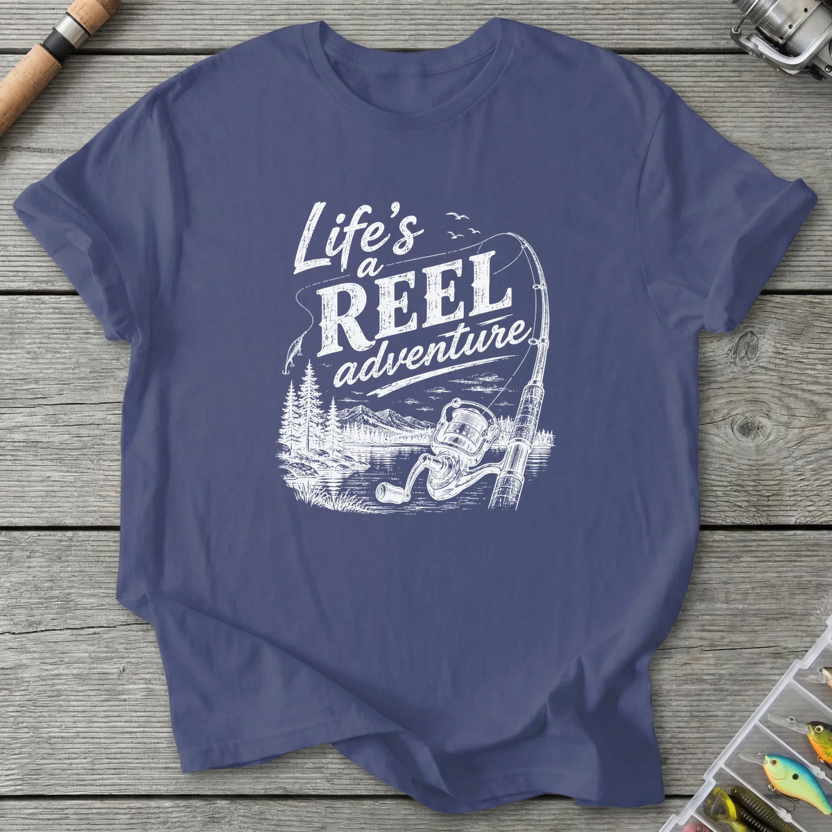 Life's a Reel Adventure T-Shirt in Metro Blue | River Giants Club