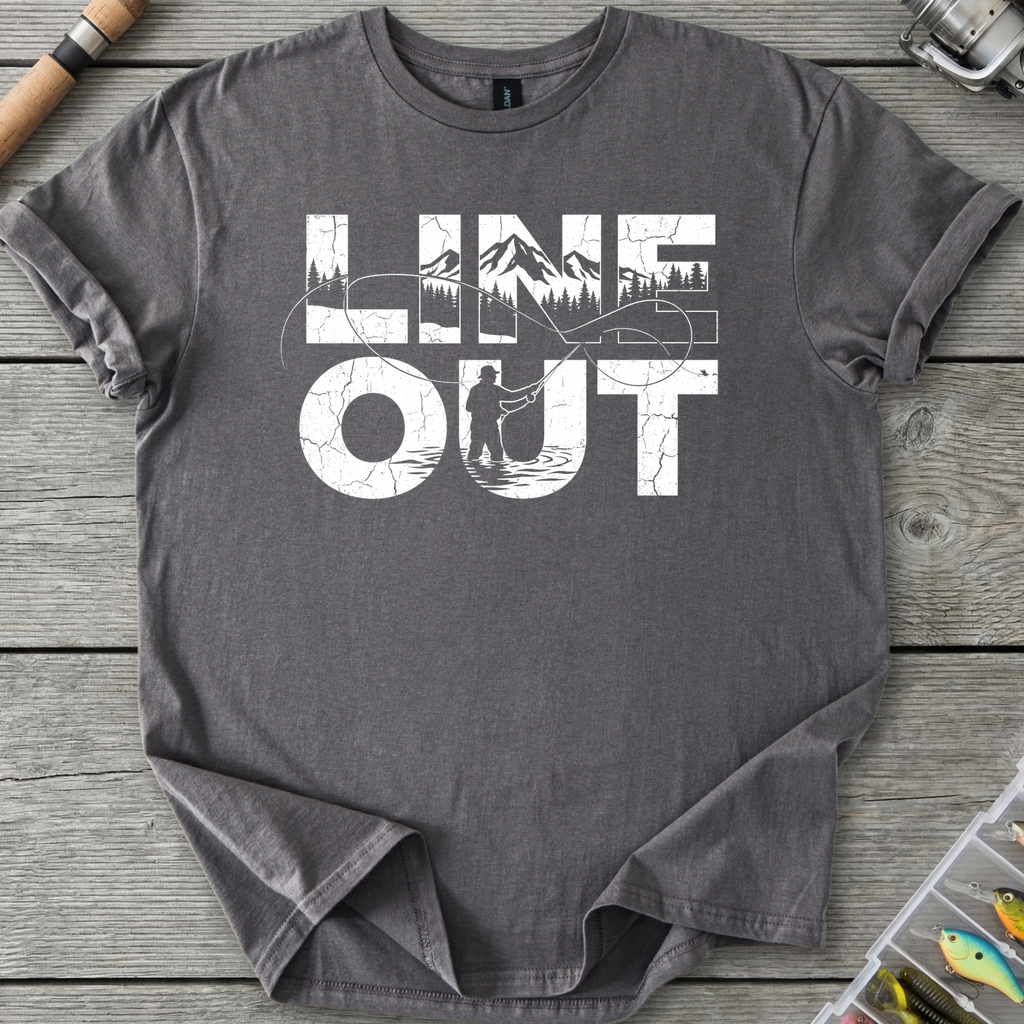 Line OutFishing T-Shirt in Charcoal | River Giants Club