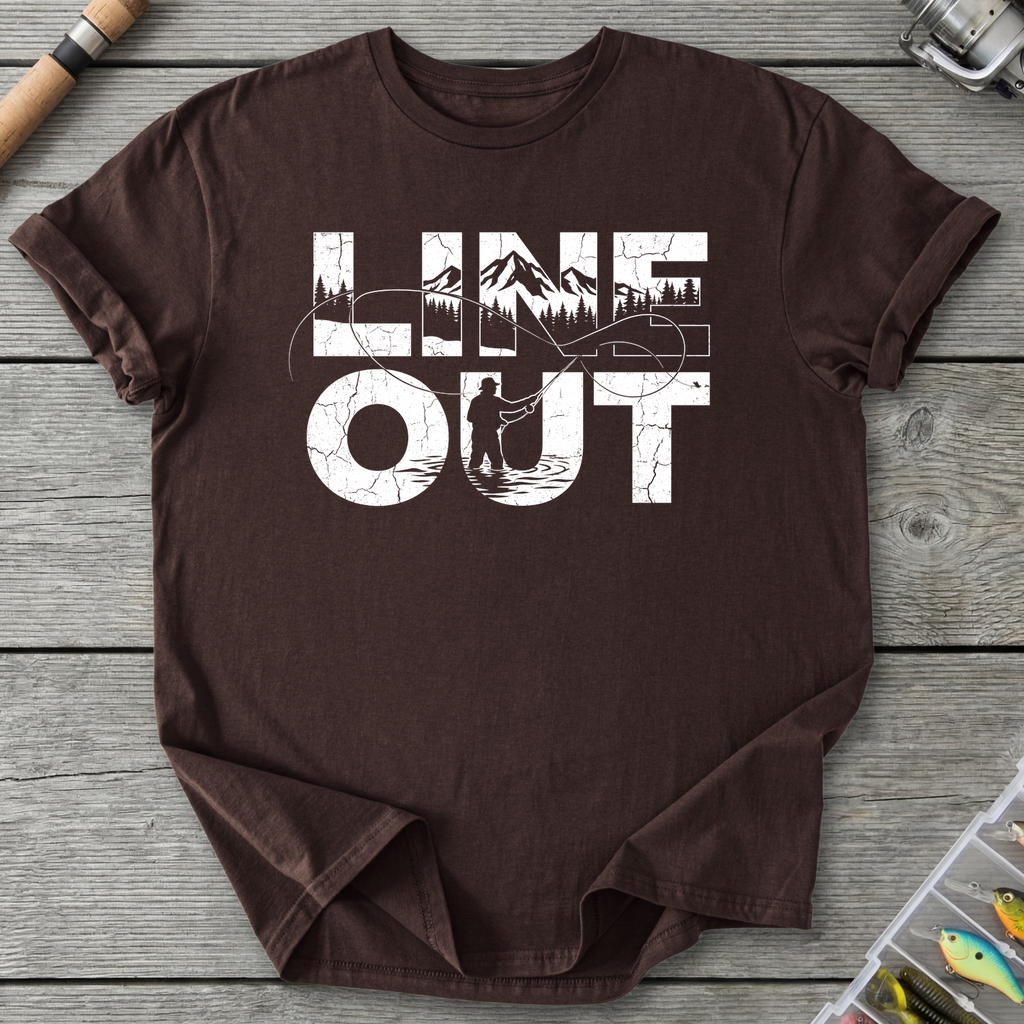 Line OutFishing T-Shirt in Dark Chocolate | River Giants Club