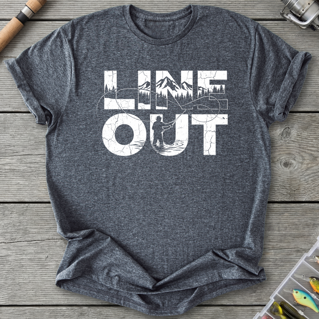 Line OutFishing T-Shirt in Dark Heather | River Giants Club