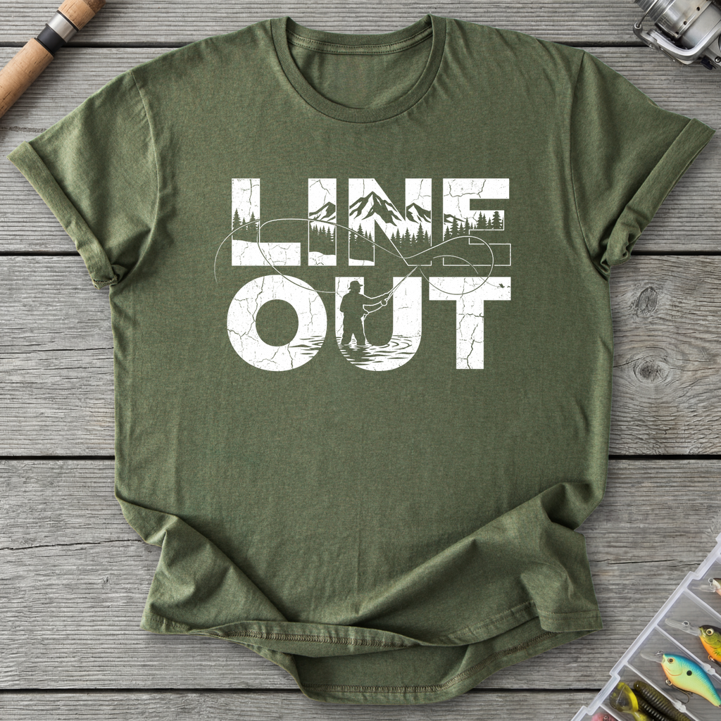 Line OutFishing T-Shirt in Military Green | River Giants Club