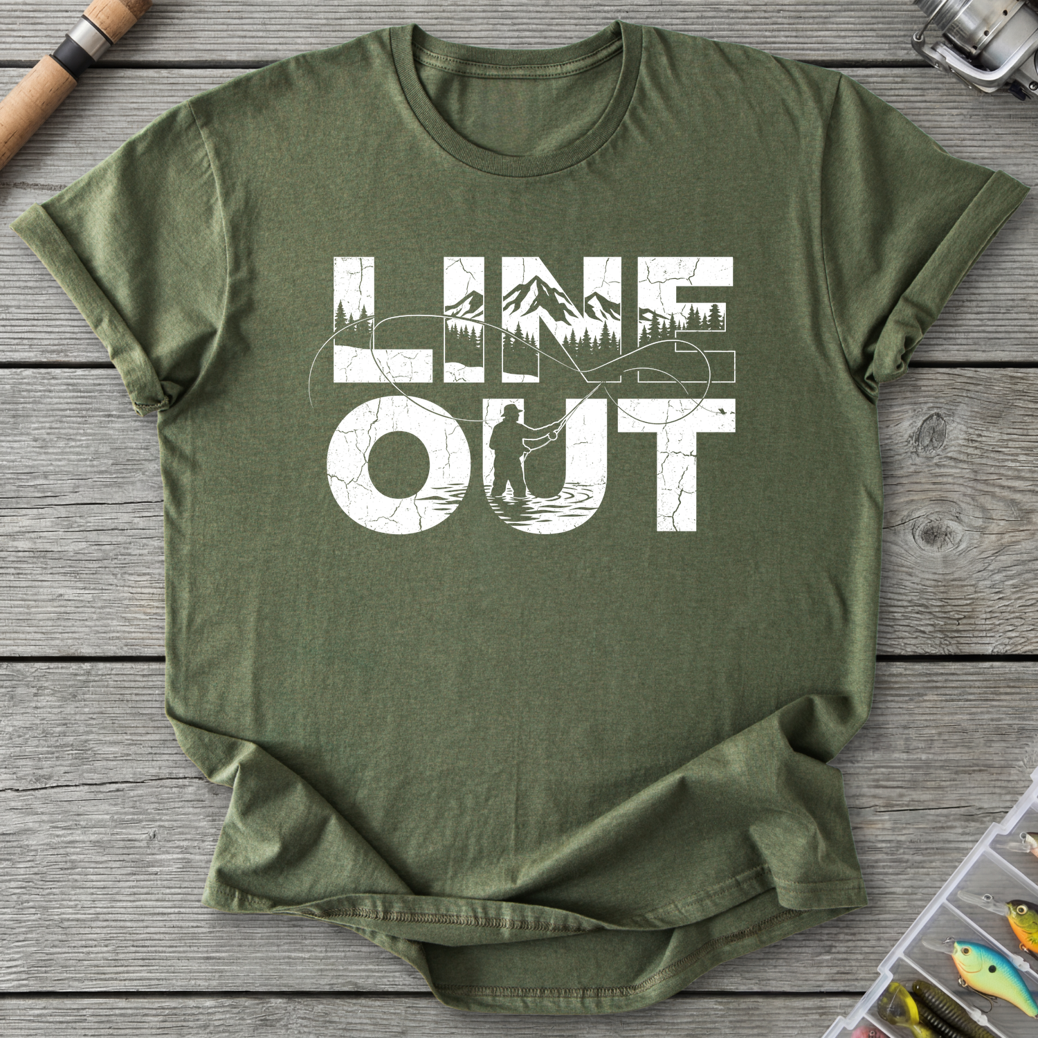 Line OutFishing T-Shirt in Military Green | River Giants Club