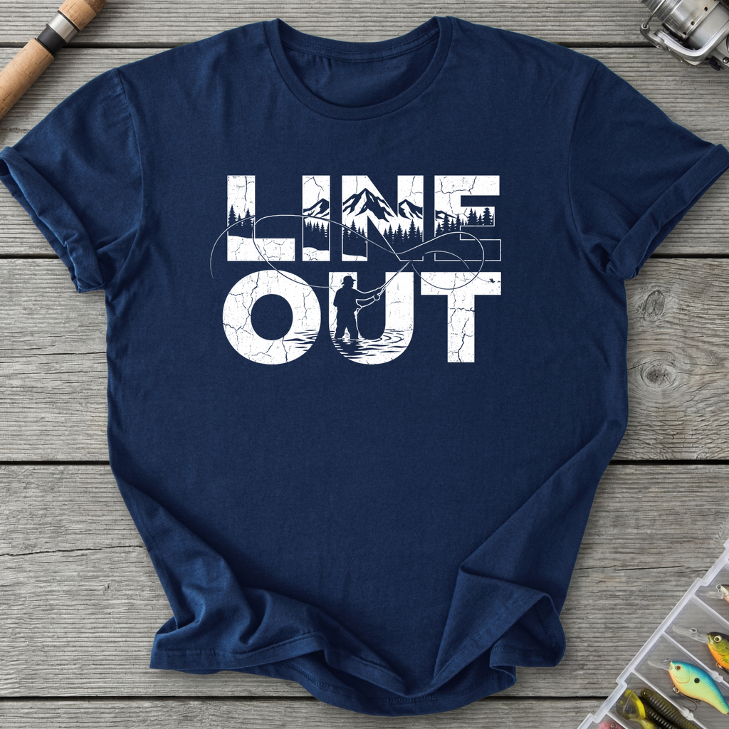 Line OutFishing T-Shirt in Navy | River Giants Club
