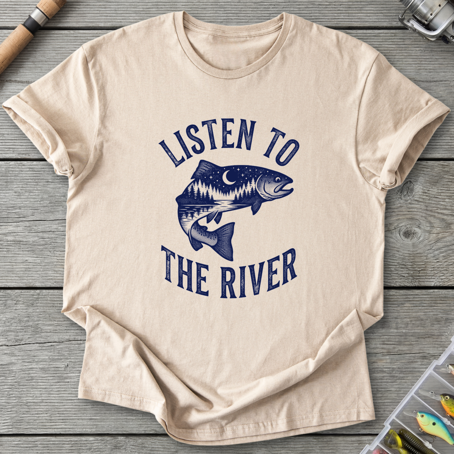 Listen to the River T-Shirt in Sand | River Giants Club