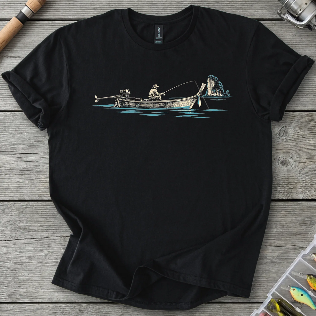 Longtail Boat Fishing T-Shirt in Black | River Giants Club