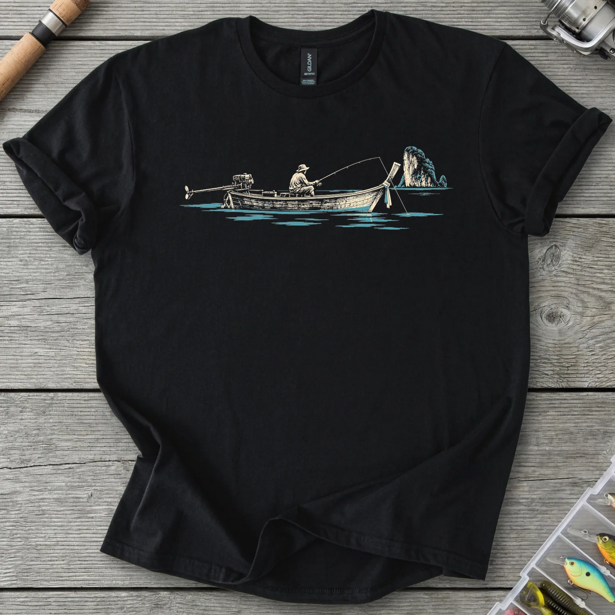 Longtail Boat Fishing T-Shirt in Black | River Giants Club
