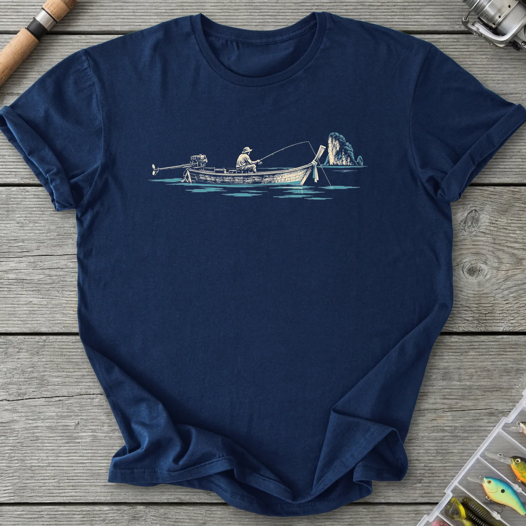 Longtail Boat Fishing T-Shirt in Navy | River Giants Club