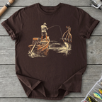 Longtail Skiff Fishing T-Shirt in Dark Chocolate | River Giants Club