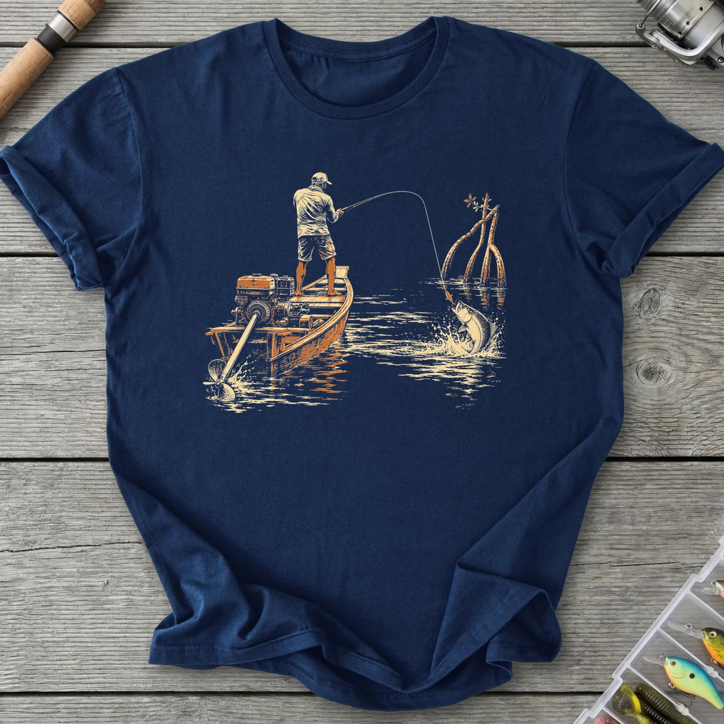 Longtail Skiff Fishing T-Shirt in Navy | River Giants Club