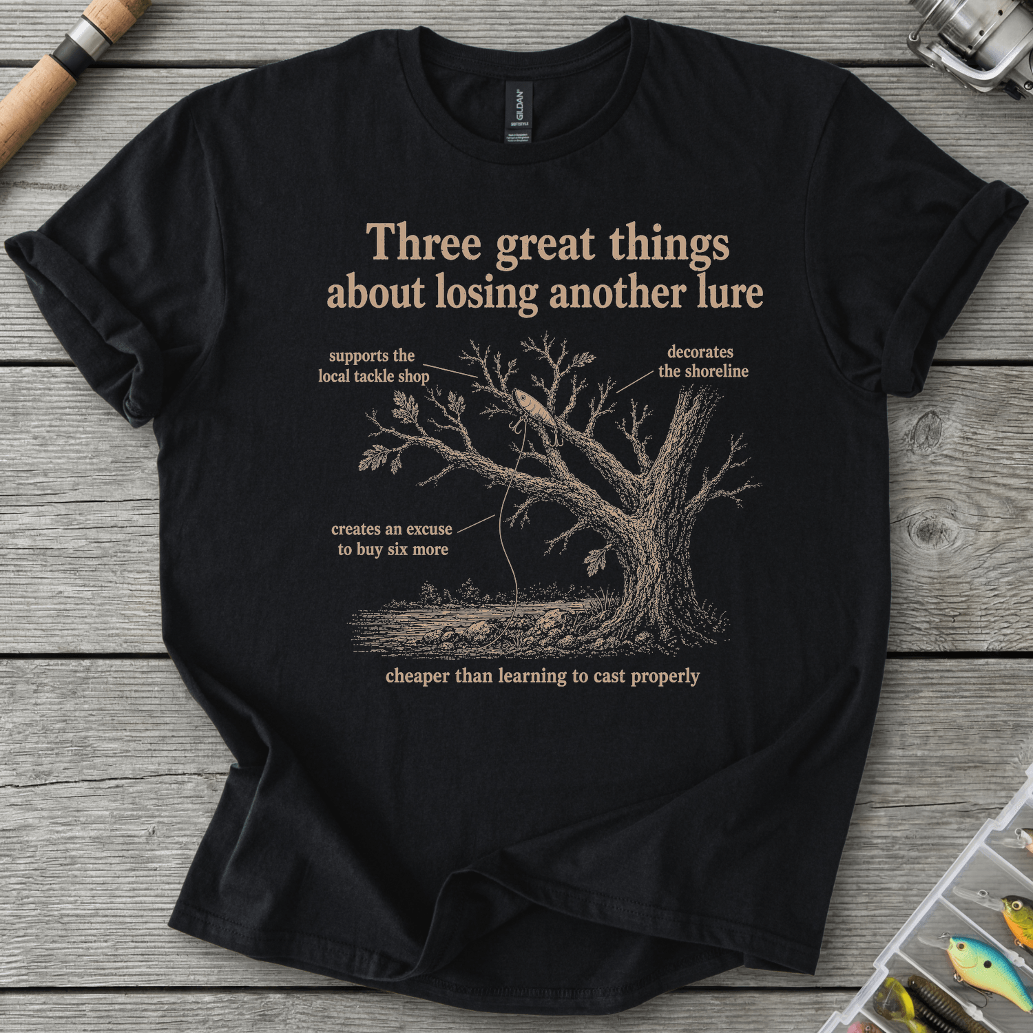 Loosing A Lure T-Shirt in Black | River Giants Club