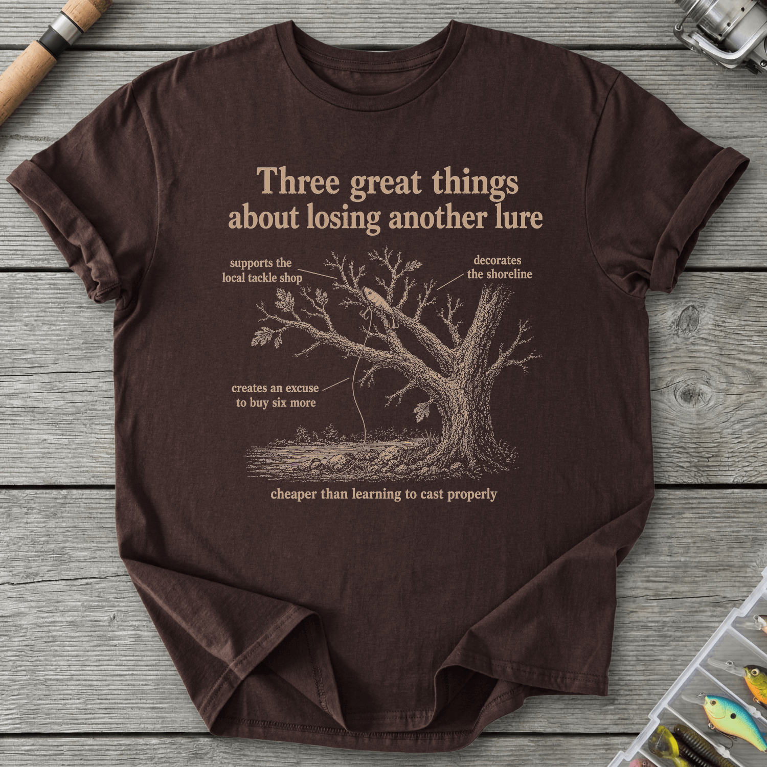 Loosing A Lure T-Shirt in Dark Chocolate | River Giants Club