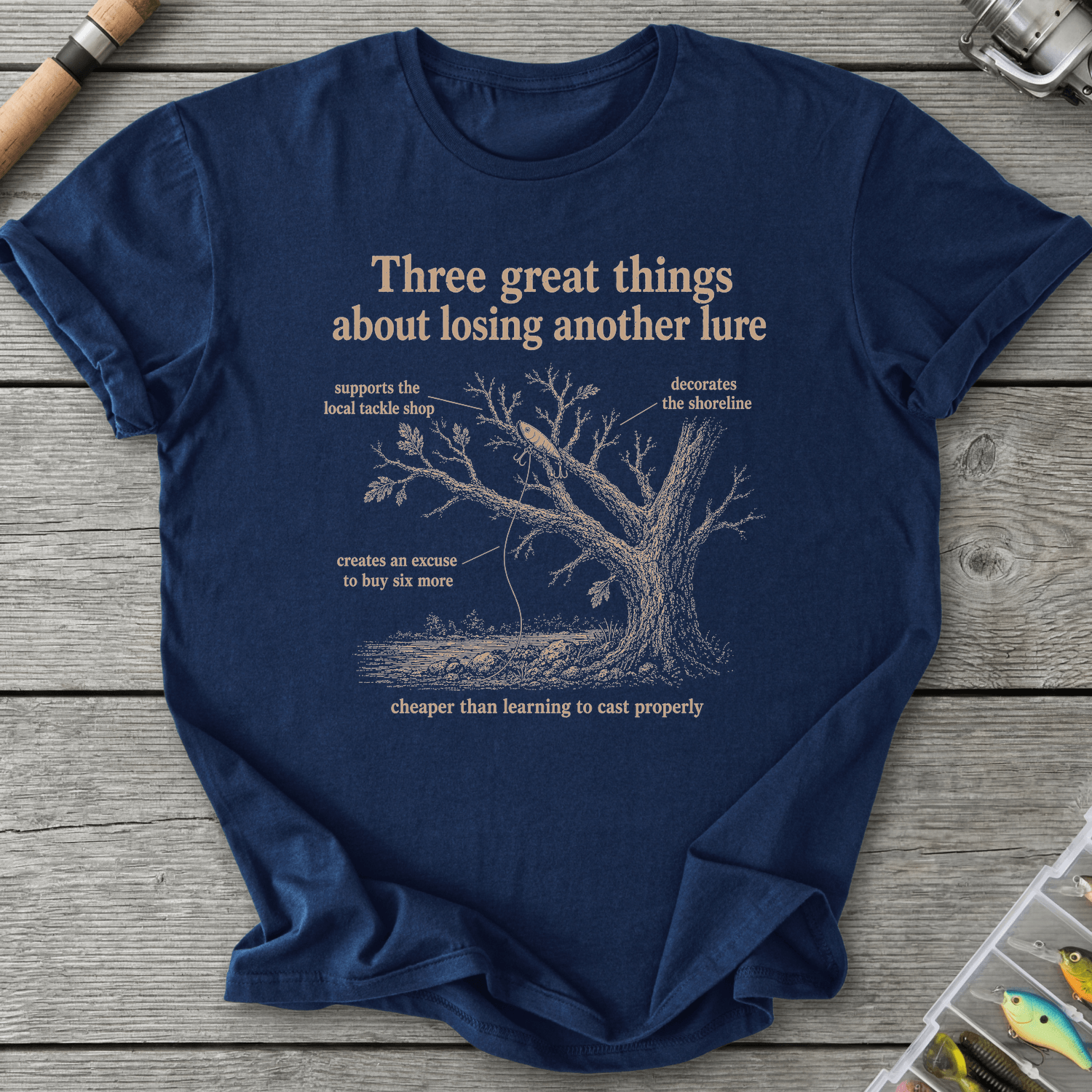 Loosing A Lure T-Shirt in Navy | River Giants Club