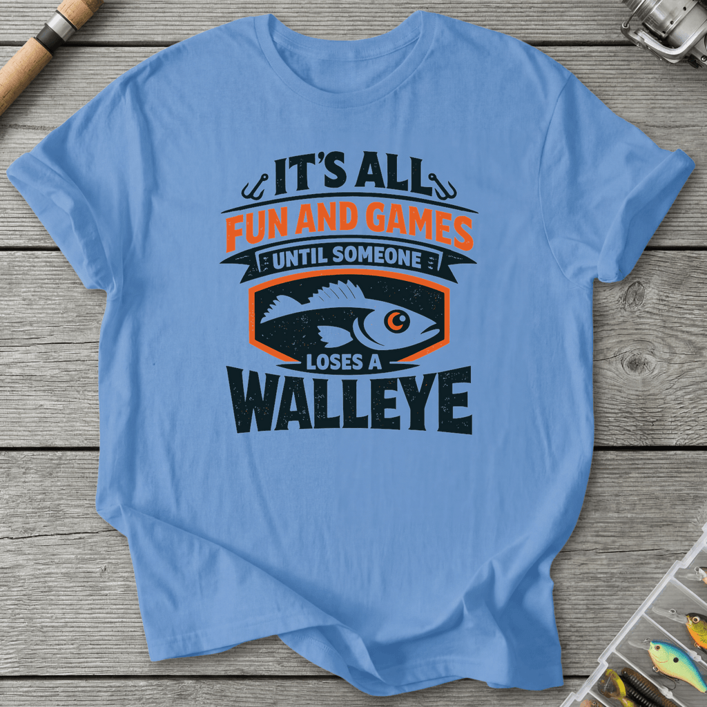 Loses A Walleye Fishing Pun T-Shirt in Carolina Blue | River Giants Club