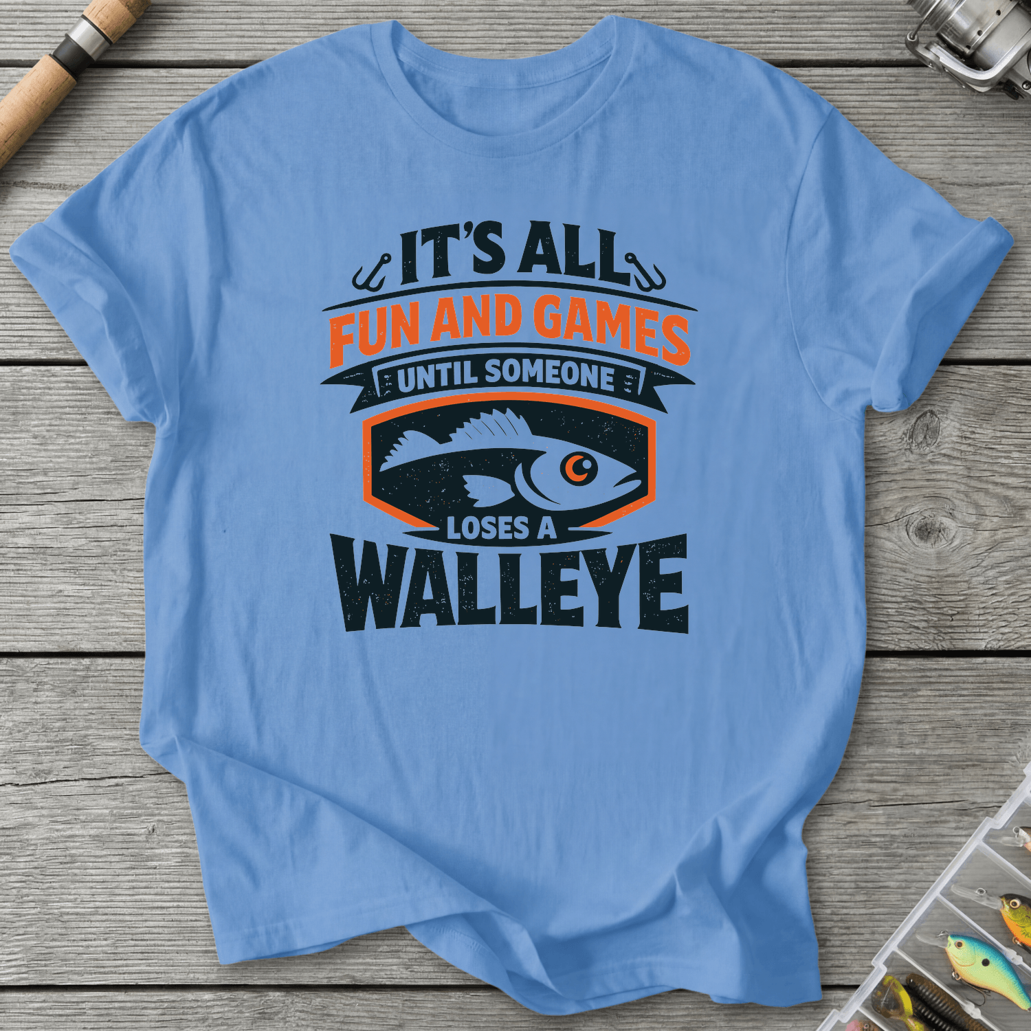 Loses A Walleye Fishing Pun T-Shirt in Carolina Blue | River Giants Club