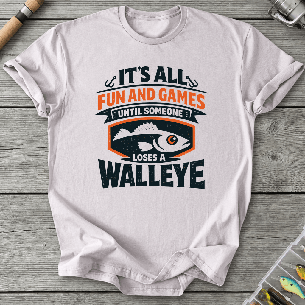 Loses A Walleye Fishing Pun T-Shirt in Ice Grey | River Giants Club