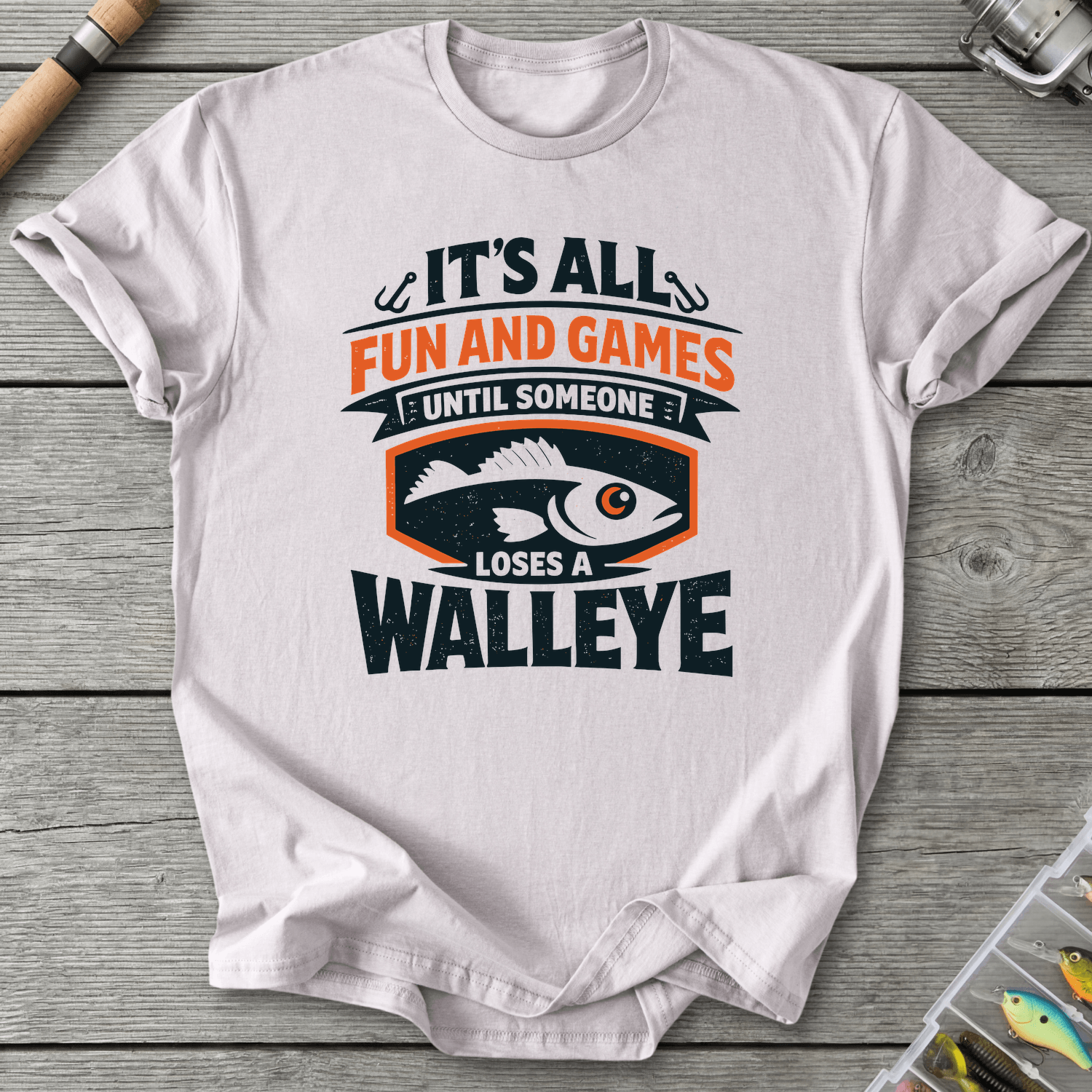 Loses A Walleye Fishing Pun T-Shirt in Ice Grey | River Giants Club
