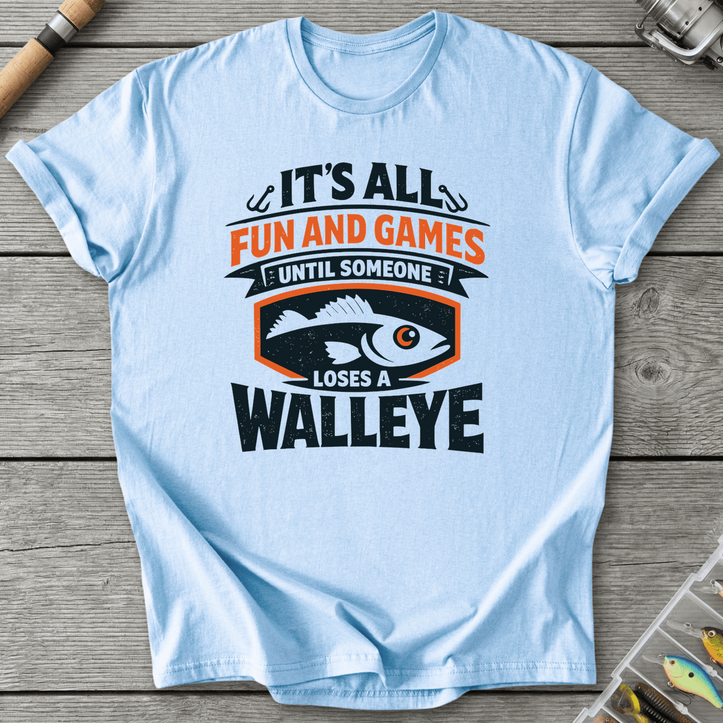 Loses A Walleye Fishing Pun T-Shirt in Light Blue | River Giants Club