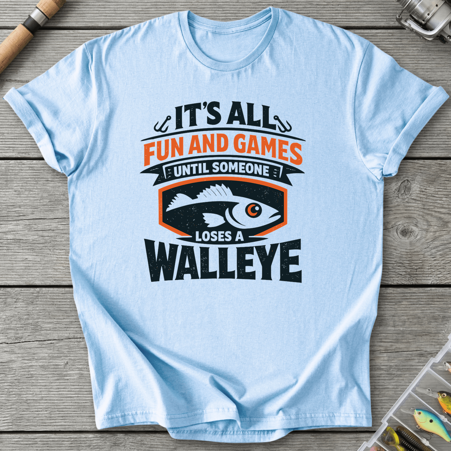 Loses A Walleye Fishing Pun T-Shirt in Light Blue | River Giants Club