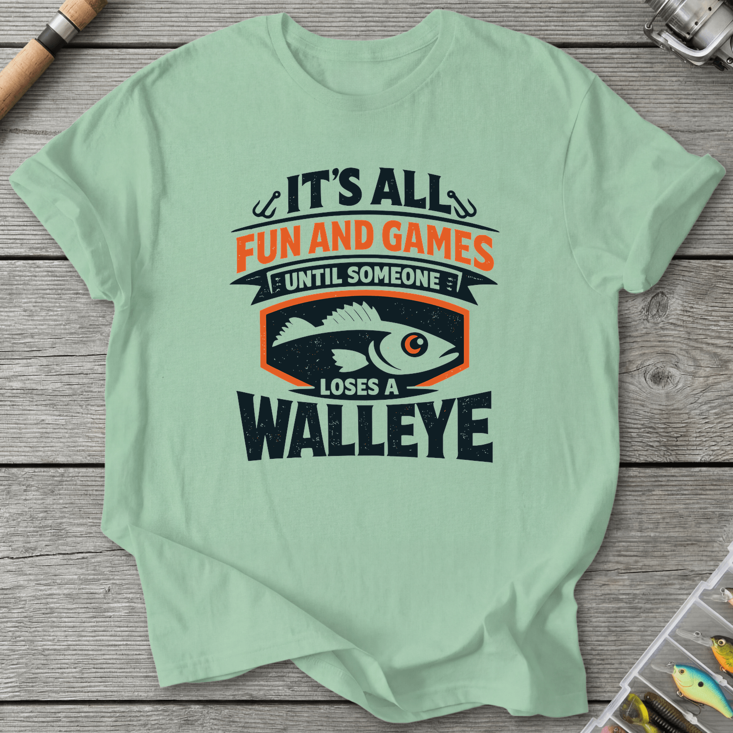 Loses A Walleye Fishing Pun T-Shirt in Mint Green | River Giants Club
