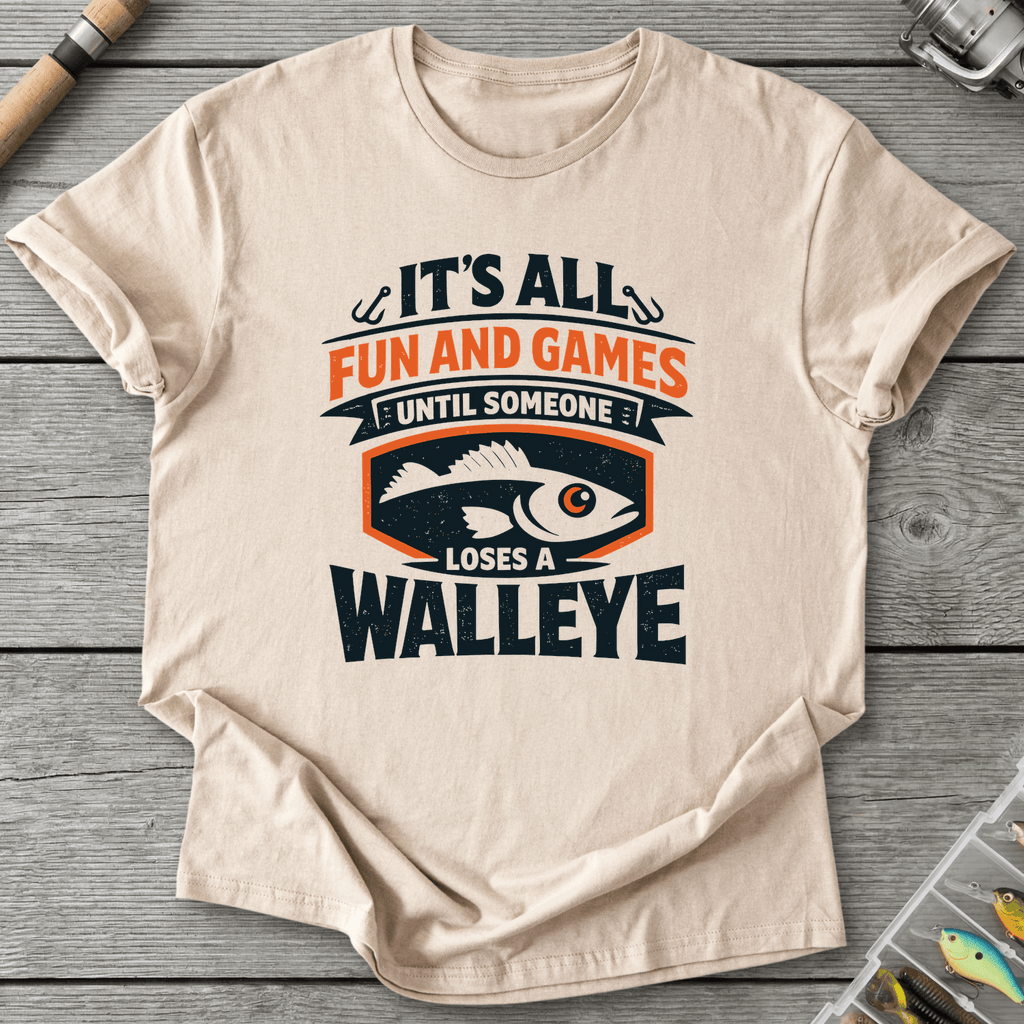 Loses A Walleye Fishing Pun T-Shirt in Sand | River Giants Club