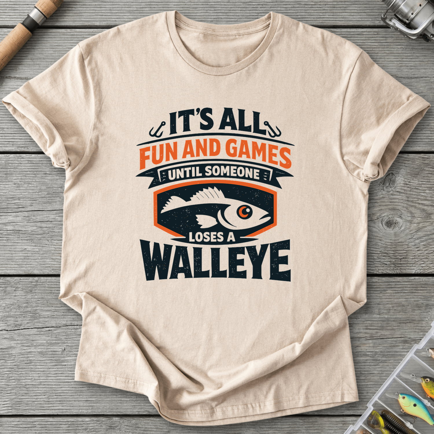 Loses A Walleye Fishing Pun T-Shirt in Sand | River Giants Club